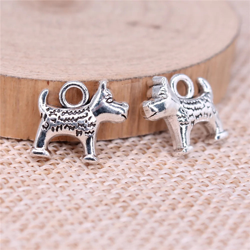 13x13mm 1.7g Multicolor Zinc Alloy Dog Charm Pendant for DIY Necklace Bracelet Making