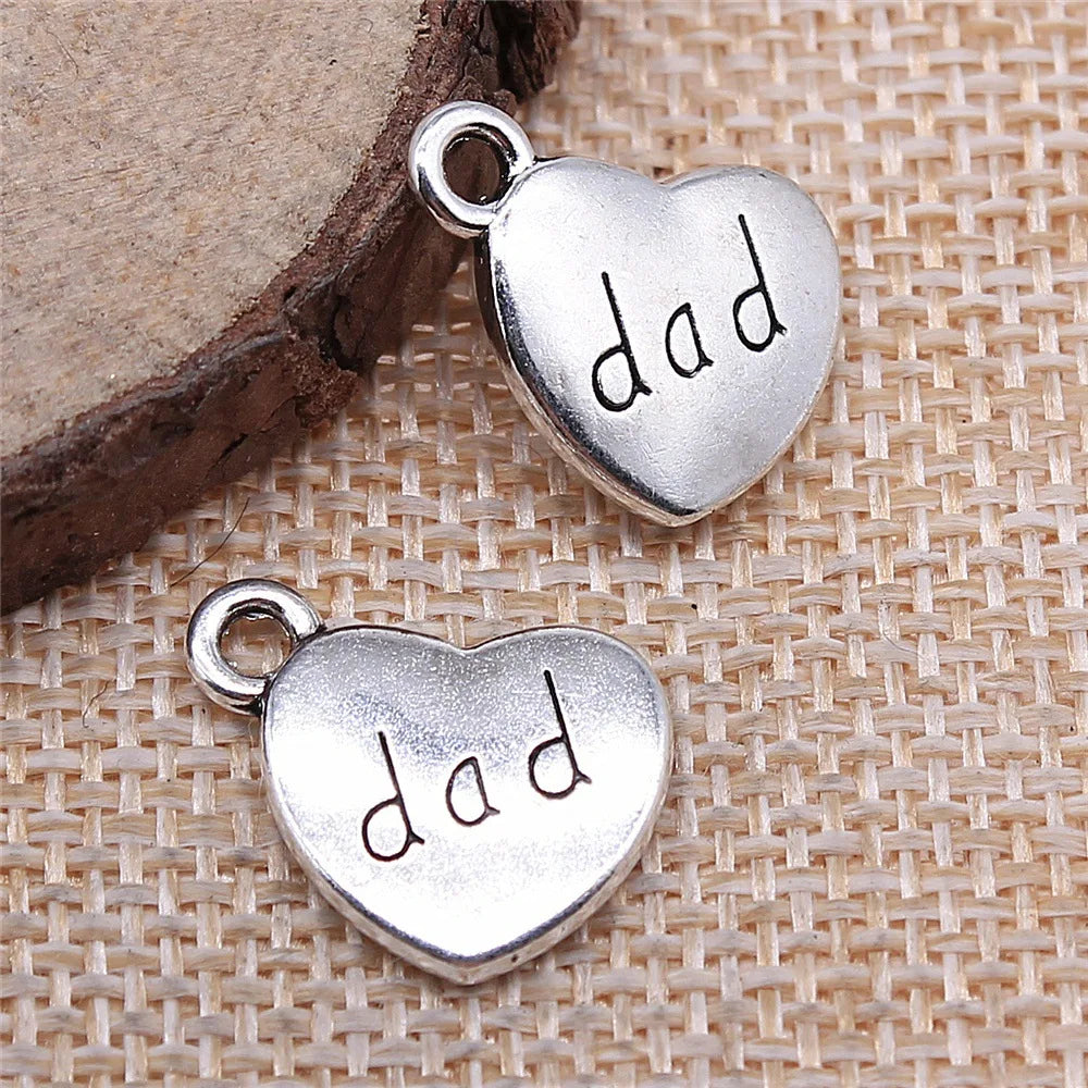 15x18mm 2.8g Multicolor Zinc Alloy DAD Heart Charm Pendant for DIY Bracelet Necklace Making
