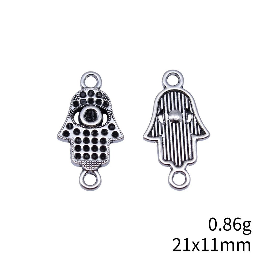 21x11mm 0.86g Antique Silver Zinc Alloy Hand Connector Charm for Rhinestone DIY Jewelry Making