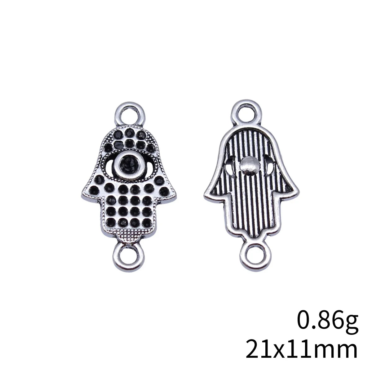21x11mm 0.86g Antique Silver Zinc Alloy Hand Connector Charm for Rhinestone DIY Jewelry Making