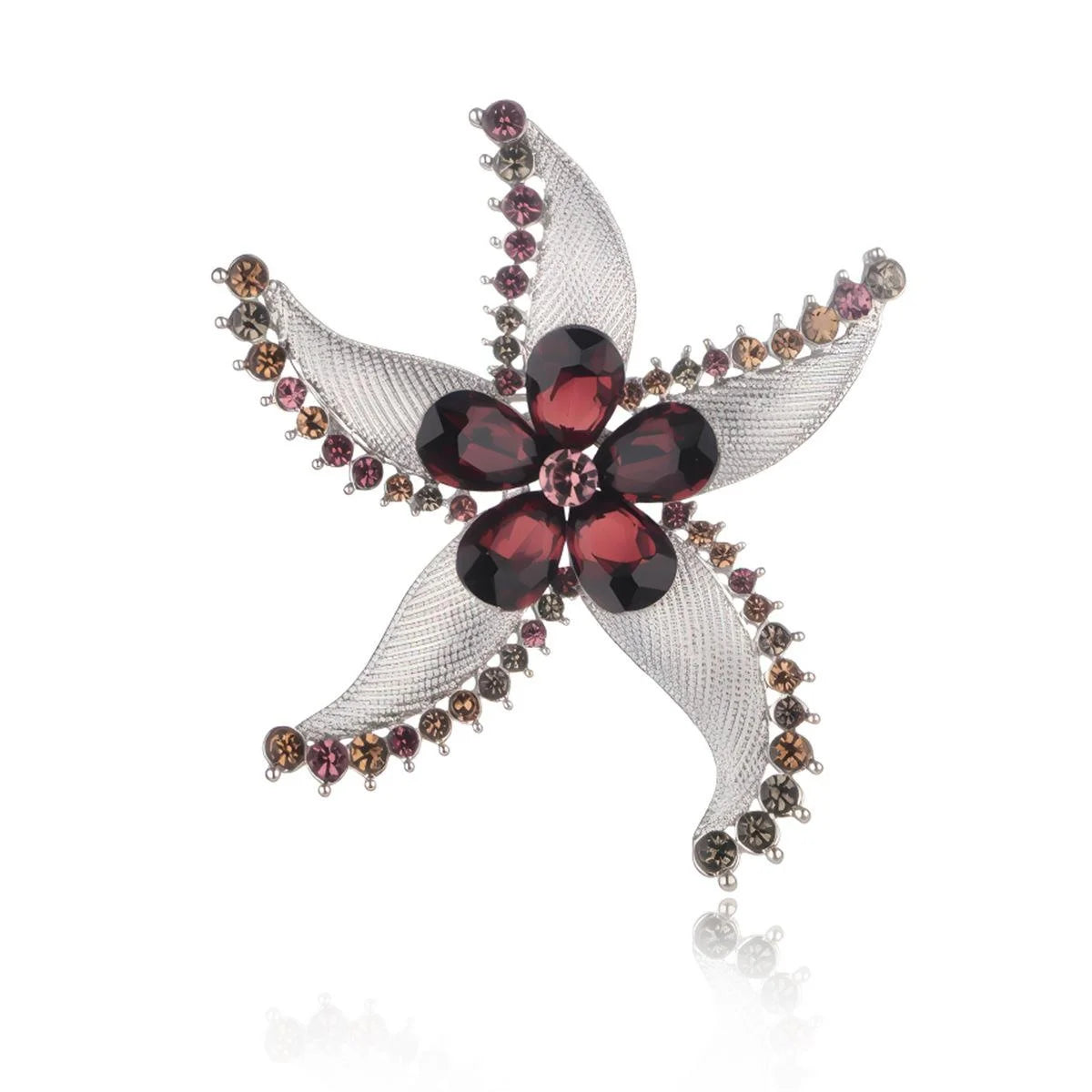 Elegant Starfish Rhinestone Alloy Brooch For Women, Luxury Crystal Lapel Pin Corsage Suit Accessory Gift