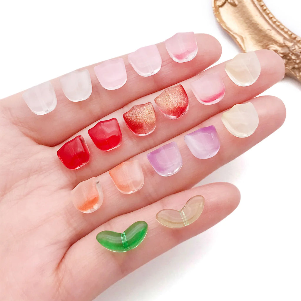 Gradient Glass Tulip Flower Leaf Loose Beads for DIY Bracelet Necklace Jewelry Making