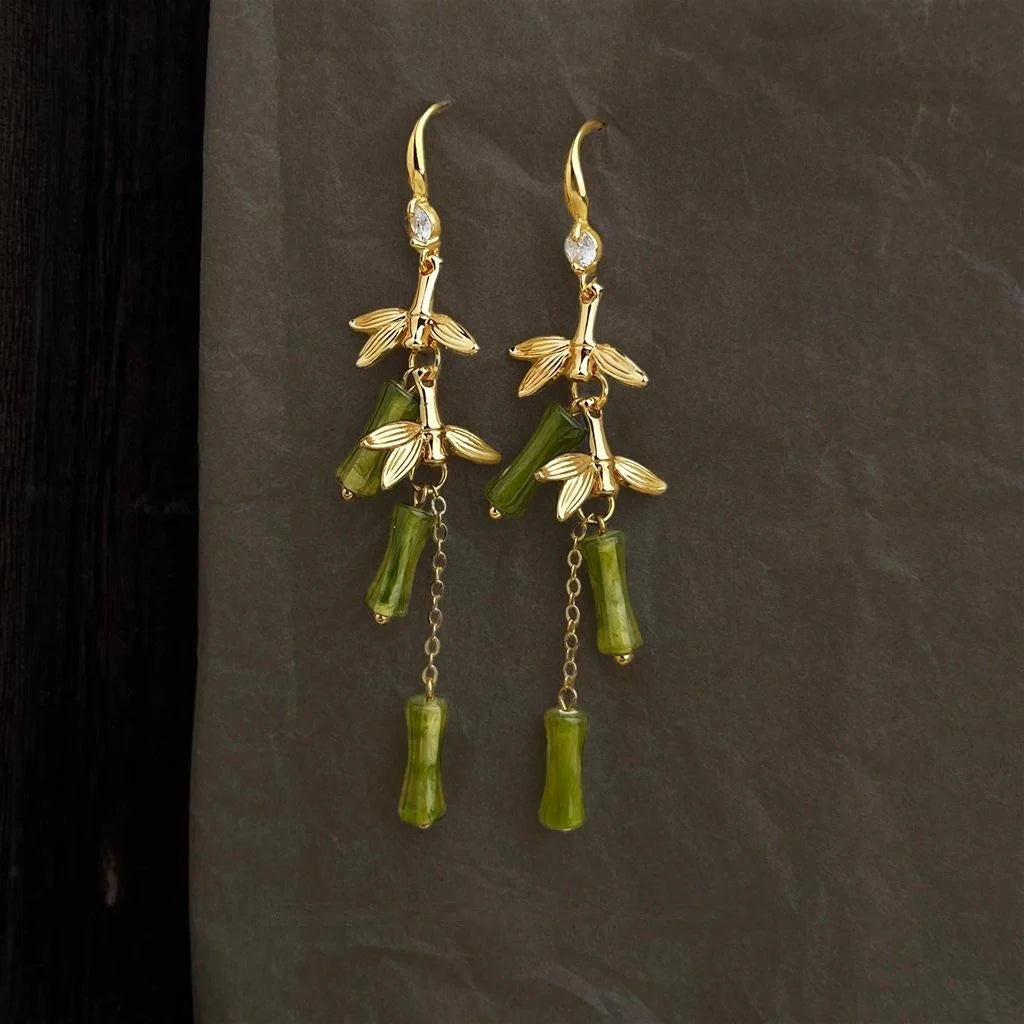 New Chinese Style Eco Copper Bamboo Segment Drop Earrings Handmade Fashion Jewelry