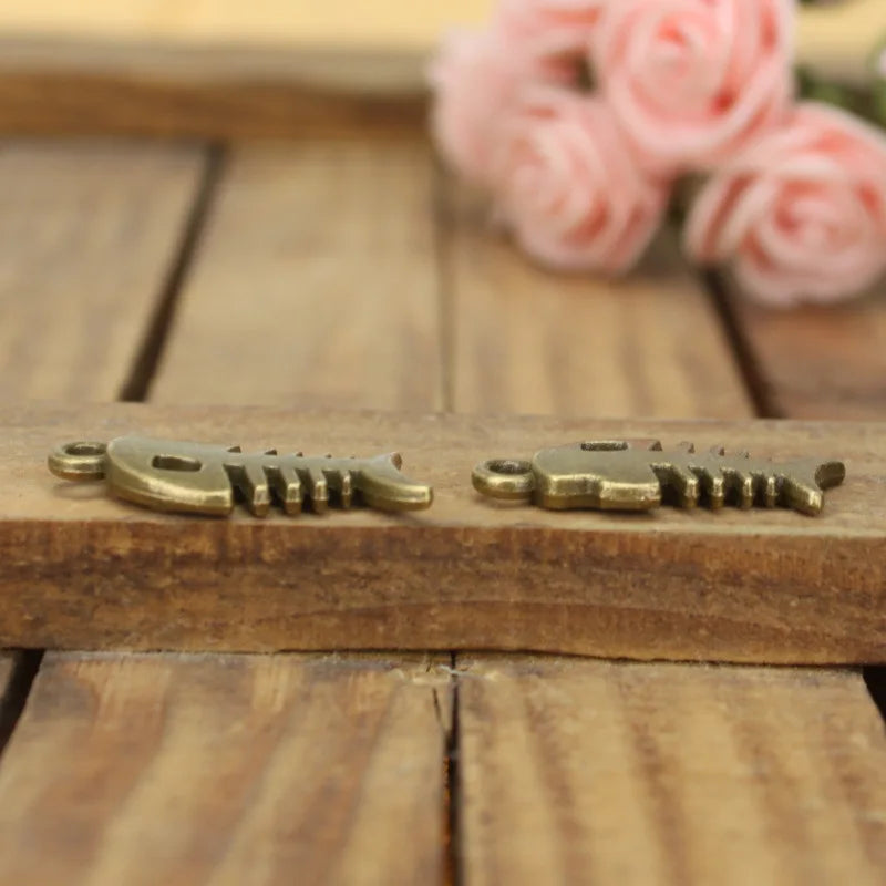 26x11MM Zinc Alloy Fishbone Charm Pendant for DIY Necklace Bracelet Jewelry Making