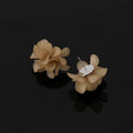 Elegant Light Coffee Acrylic Flower Stud & Clip On No Piercing French Handmade Floral Earrings