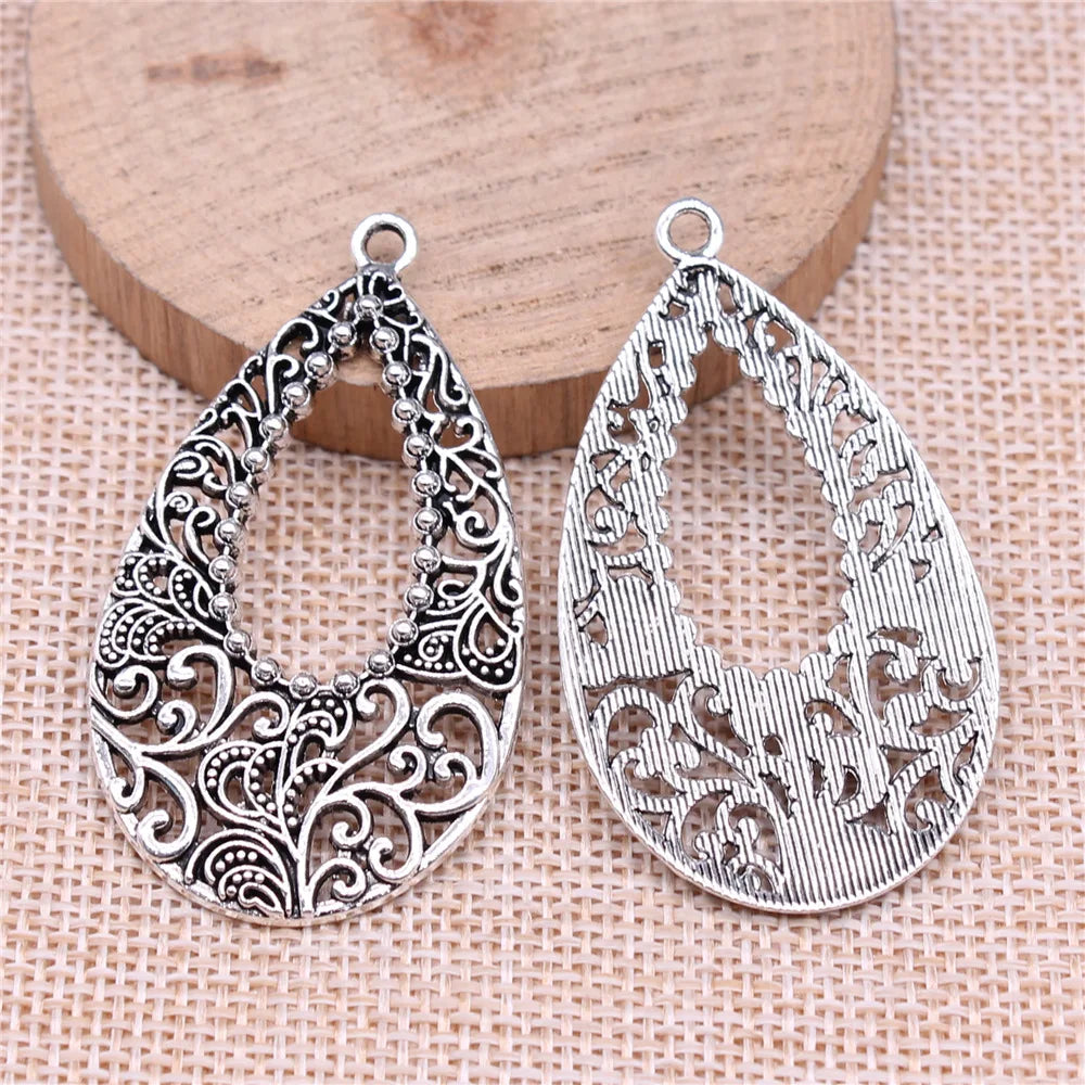 52x30mm 6.2g Multicolor Zinc Alloy Palace Teardrop Earring Charms for DIY Pendant Jewelry Making