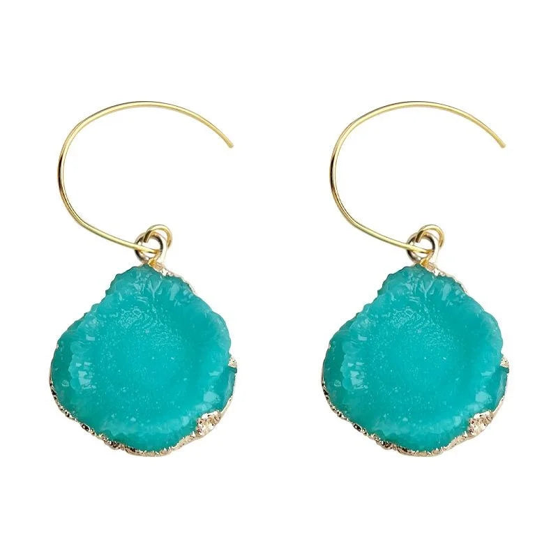 Original Design Green Resin Irregular Geometric 3D Drop Earrings For Spring Summer