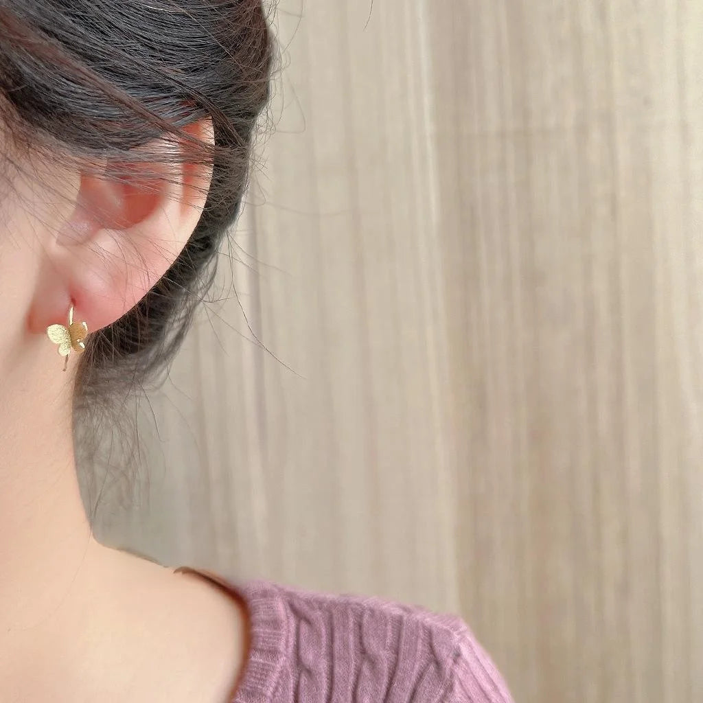 14K Gold Plated Copper Butterfly Drop Earrings Minimalist Daily Style