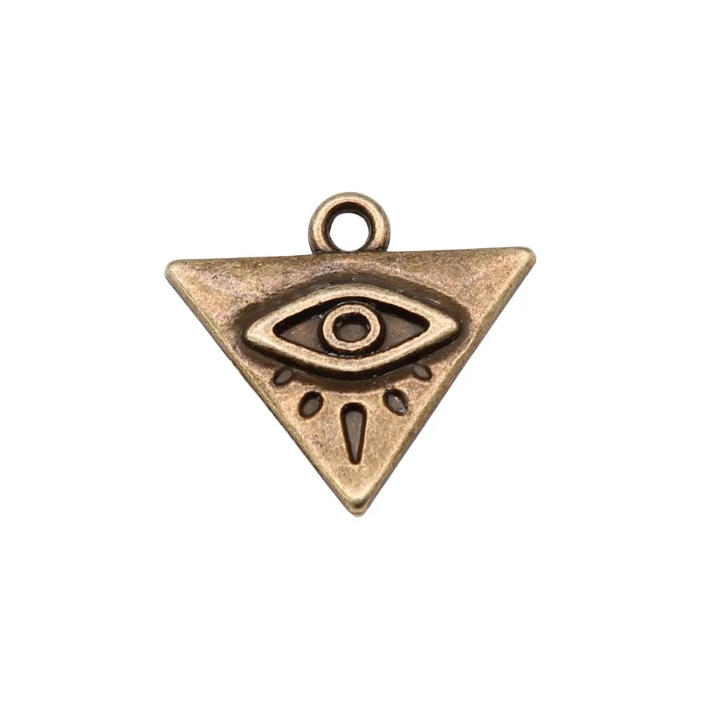 14x13mm 0.9g Multicolor Zinc Alloy Triangle Eye Charm Pendant for DIY Necklace Bracelet Making