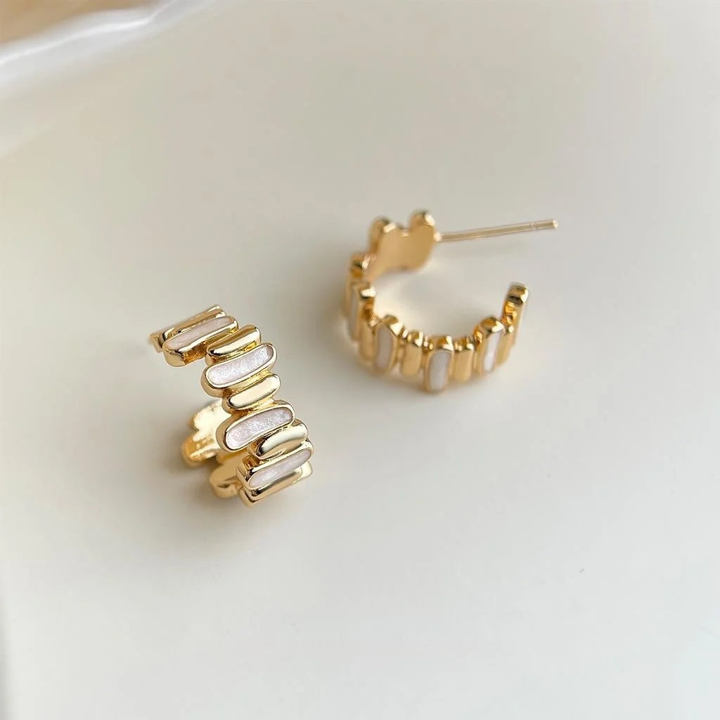 Light Luxury 14K Plated Copper Enamel Irregular Round Geometric Drop Earrings