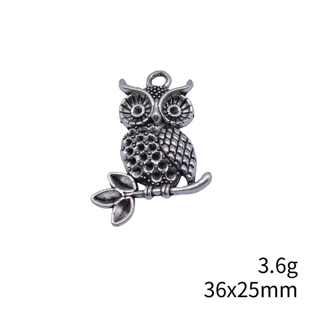 36x25mm 3.6g Antique Silver Zinc Alloy Owl Cat Charm Pendant for DIY Necklace Bracelet Jewelry Making