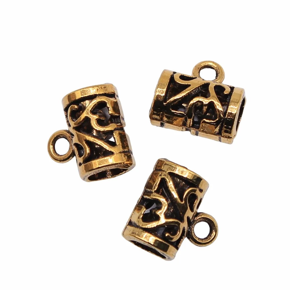 12x12mm 1.3g Antique Gold Zinc Alloy Decorative Pendant Bail Connector for DIY Necklace Making