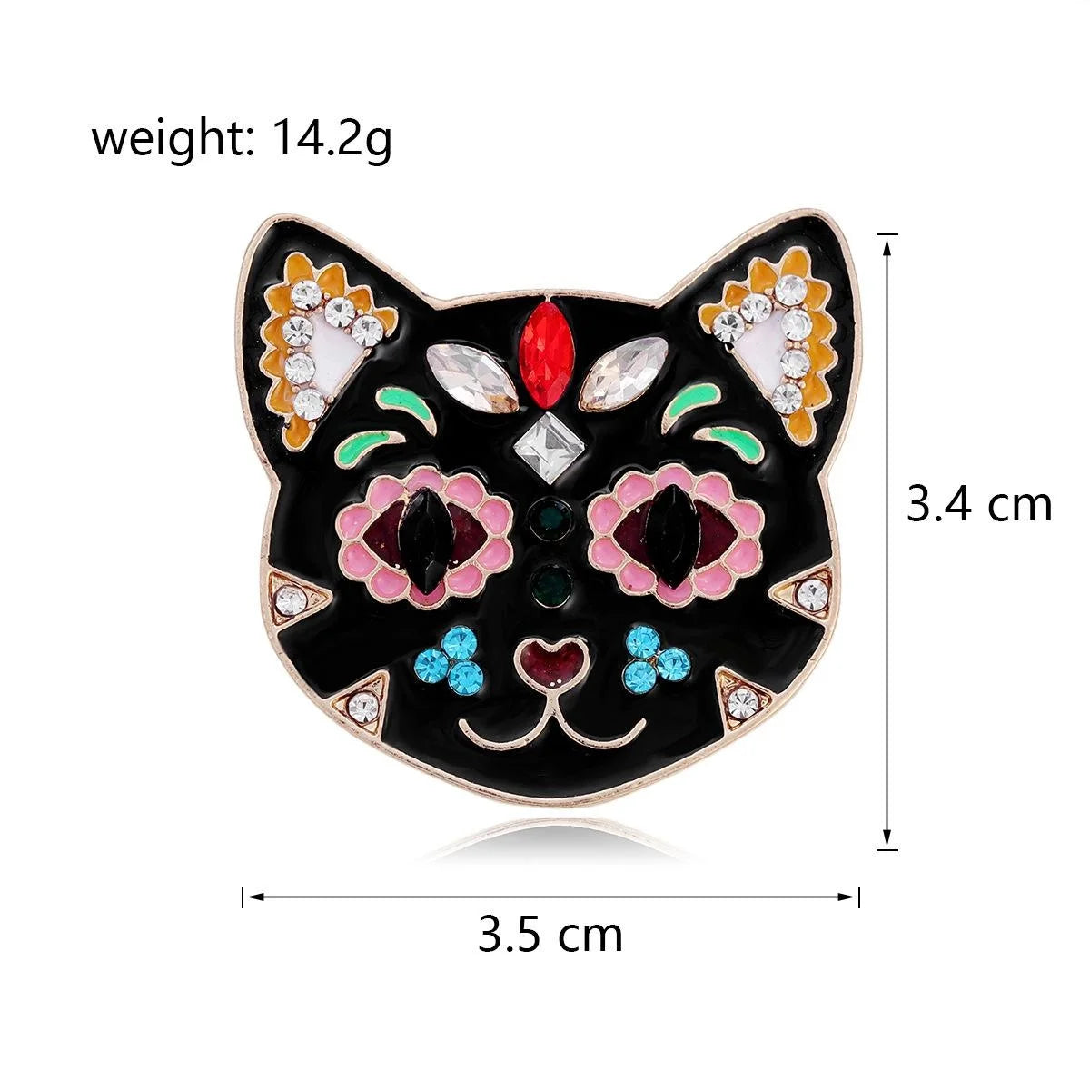 Cute Enamel Rhinestone Alloy Cat Brooch For Women, Korean Style Lapel Pin Corsage Suit Accessory Gift