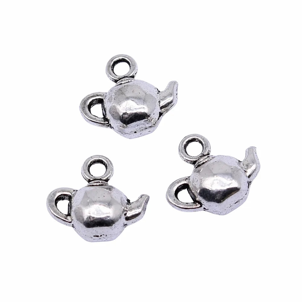 12x11mm 1.3g Antique Silver Zinc Alloy Teapot Charm Pendant for DIY Bracelet Necklace Earring Making