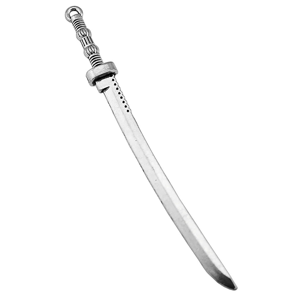 107x10mm 9.2g Multicolor Zinc Alloy Samurai Sword Charm Pendant for DIY Necklace Bracelet Making