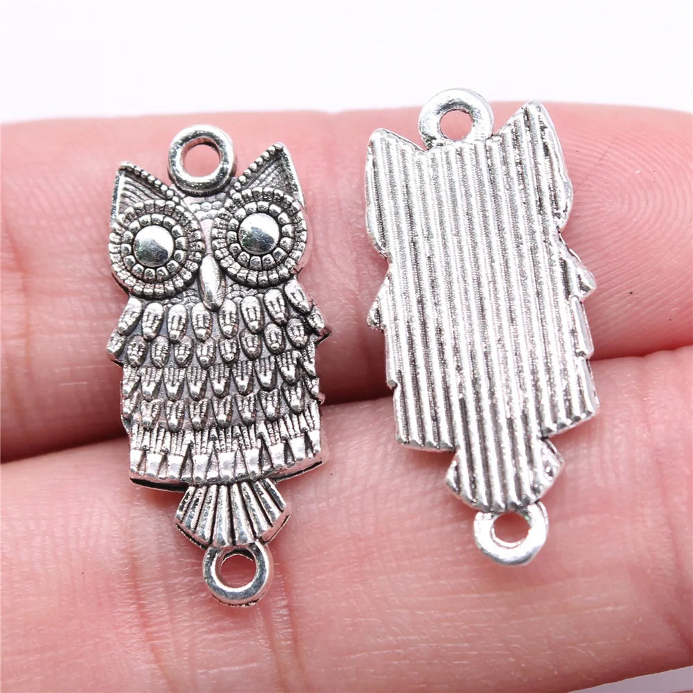 27x13mm 1.9g Antique Silver Zinc Alloy Owl Cat Charm Pendant for DIY Necklace Bracelet Jewelry Making
