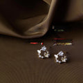14K Plated Copper Zircon Flower Wreath Micro Pave Stud Earrings Korean Style Jewelry