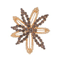 Elegant Snowflake Flower Rhinestone Alloy Brooch, Luxury Gold Tone Lapel Pin Corsage Suit Accessory