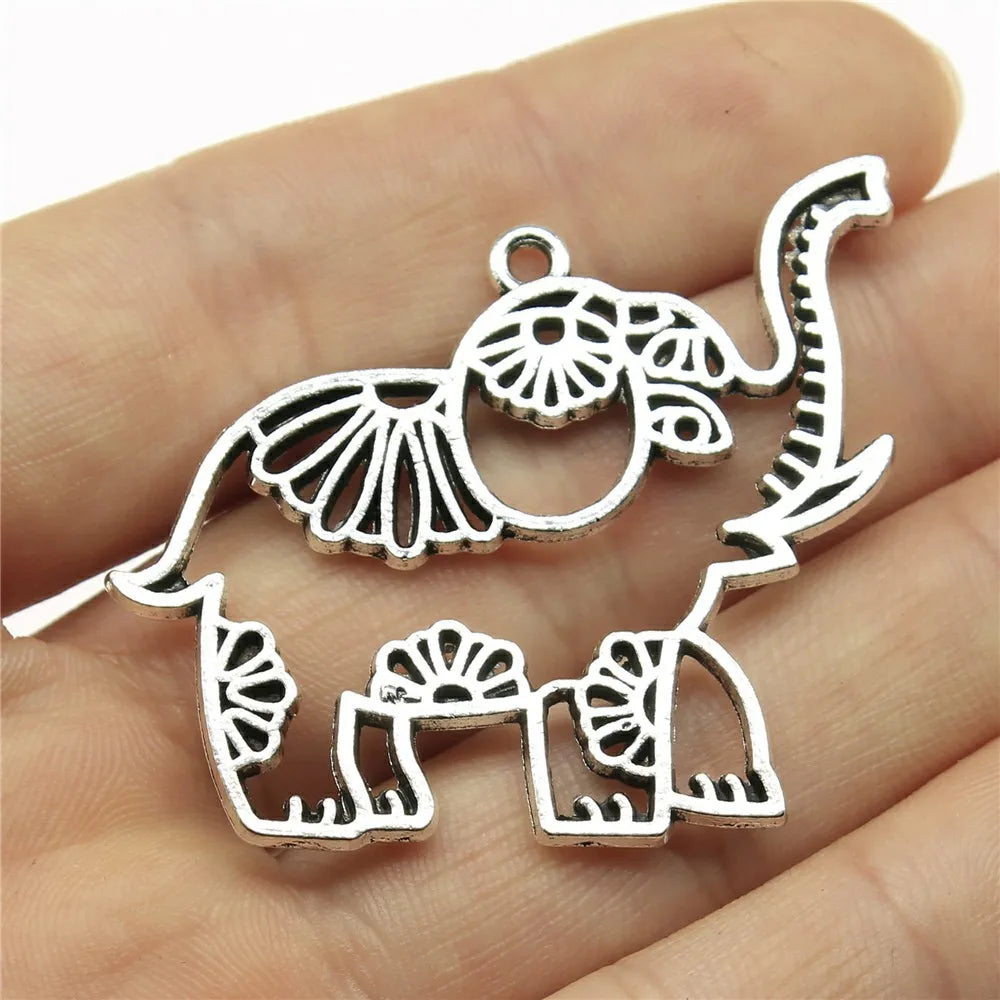 47x42mm 9g Antique Silver Zinc Alloy Elephant Charm Pendant for DIY Necklace Bracelet Making