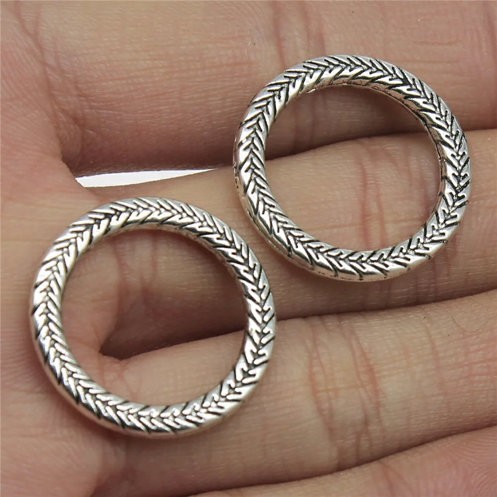 24x24mm 3.1g Antique Silver Zinc Alloy Round Ring Connector Charm for DIY Bracelet Necklace Making