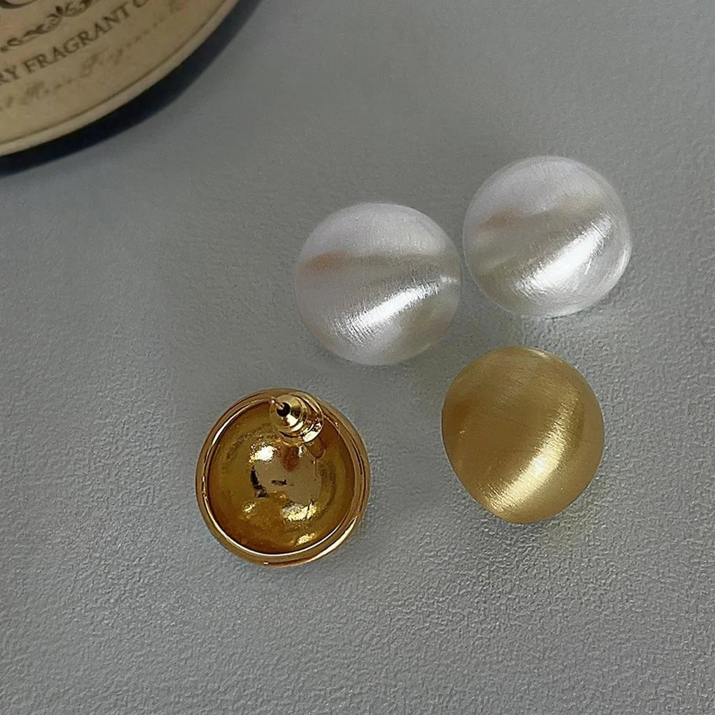 14K Plated Copper Round Stud Earrings With Brushed Finish Fashion Jewelry