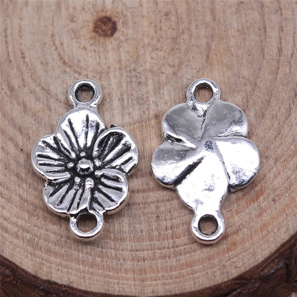 17x11mm 0.8g Multi Color Zinc Alloy Flower Connector Charm for DIY Necklace Bracelet Making