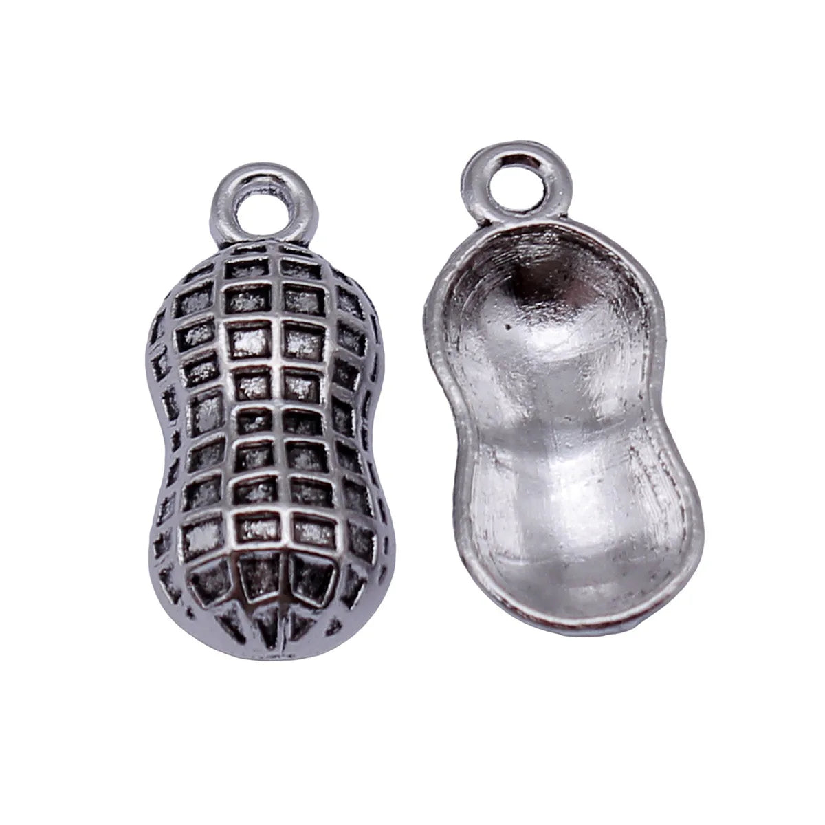 22x9.5mm 1.3g Antique Silver Zinc Alloy Peanut Charm Pendant for DIY Bracelet Necklace Making