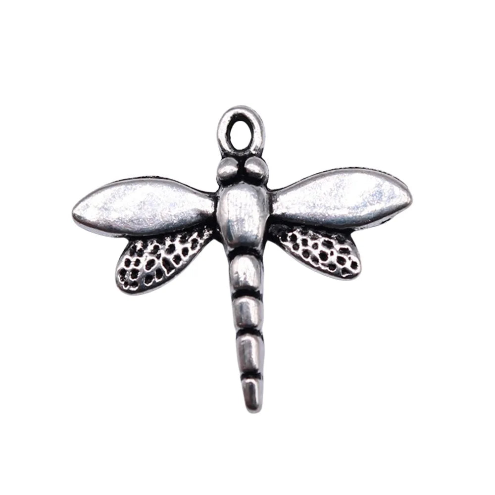 18x16mm 0.8g Antique Silver Zinc Alloy Dragonfly Charm Pendant for DIY Necklace Bracelet Making