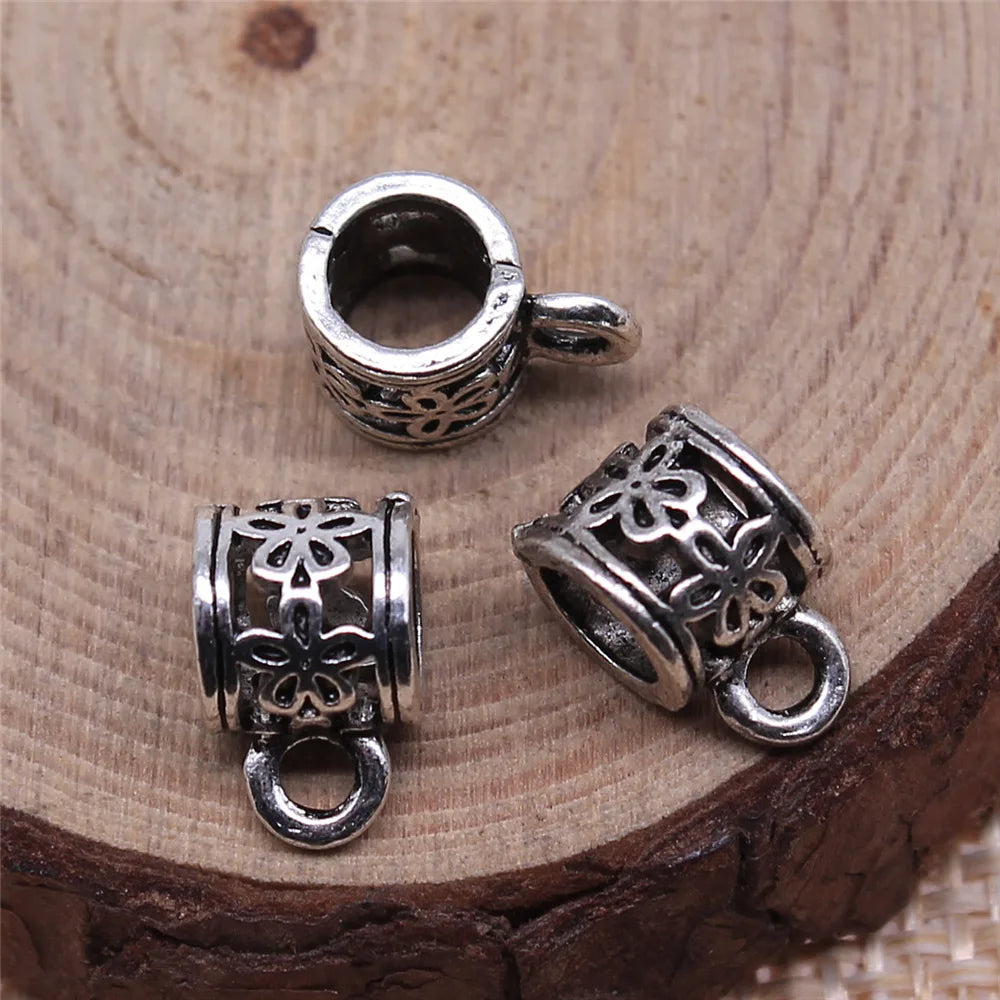 7x7mm 0.8g Antique Silver Zinc Alloy Pendant Bails Connector Charms for DIY Necklace Bracelet Making