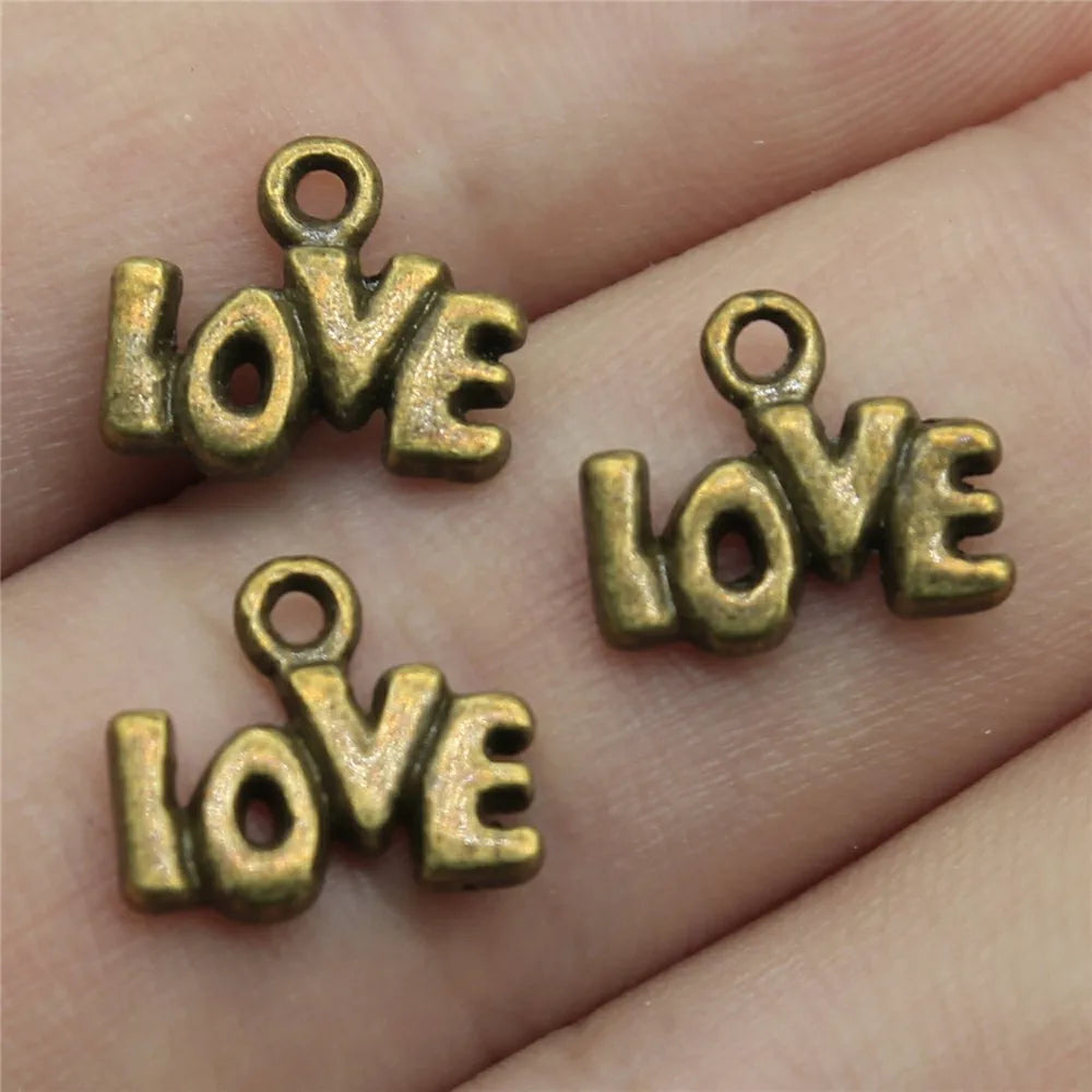 12x10mm 0.7g Multicolor Zinc Alloy Love Letter Charm Pendant for DIY Bracelet Necklace Making