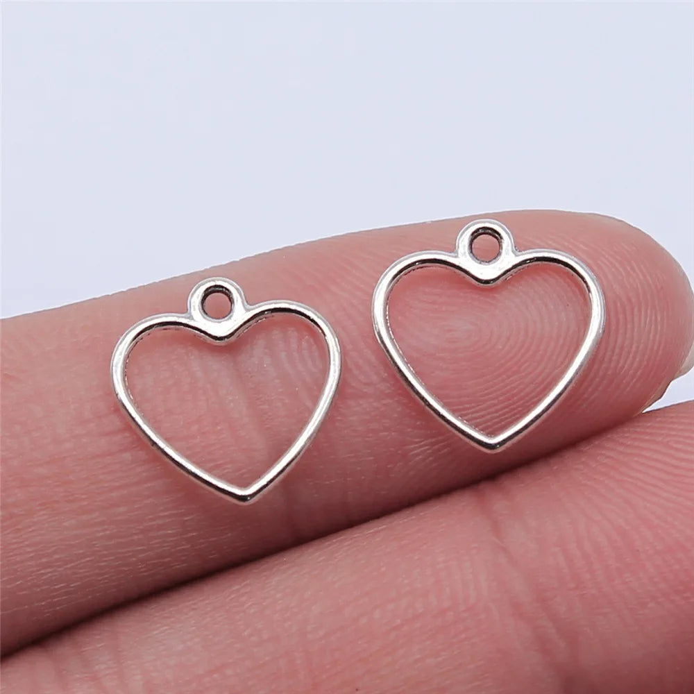 14x13mm 0.25g Multicolor Zinc Alloy Hollow Heart Frame charm pendant for DIY bracelet necklace making