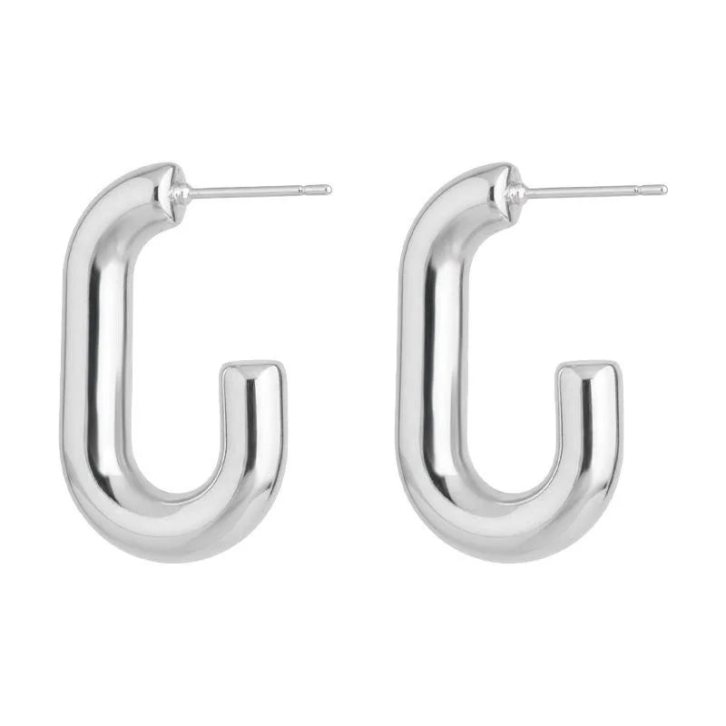 European Style Minimalist Smooth U-Shaped Geometric Eco Copper Stud Earrings For Women