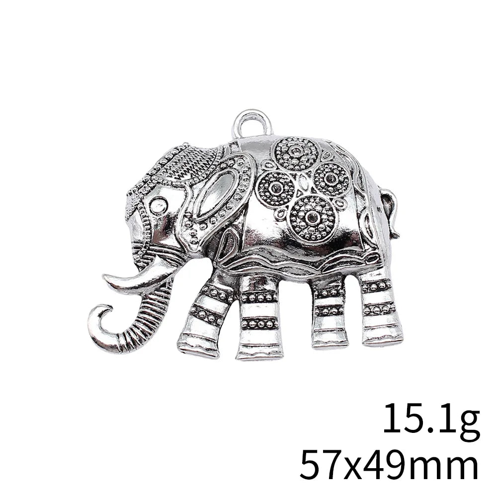 57x49mm 15.1g Antique Silver Zinc Alloy Elephant Charm Pendant for DIY Necklace Jewelry Making