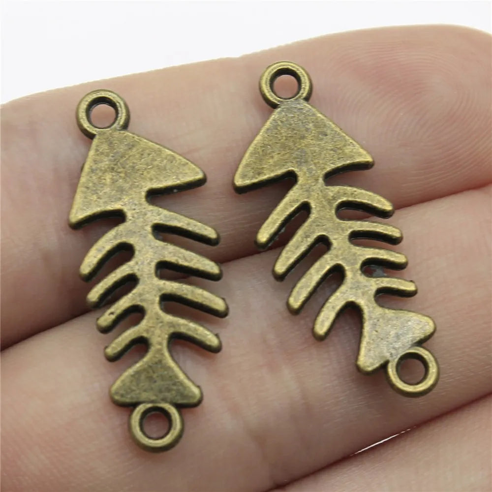 31x12mm 2g Multicolor Zinc Alloy Fishbone Fish Connector Charm for DIY Necklace Bracelet Jewelry Making