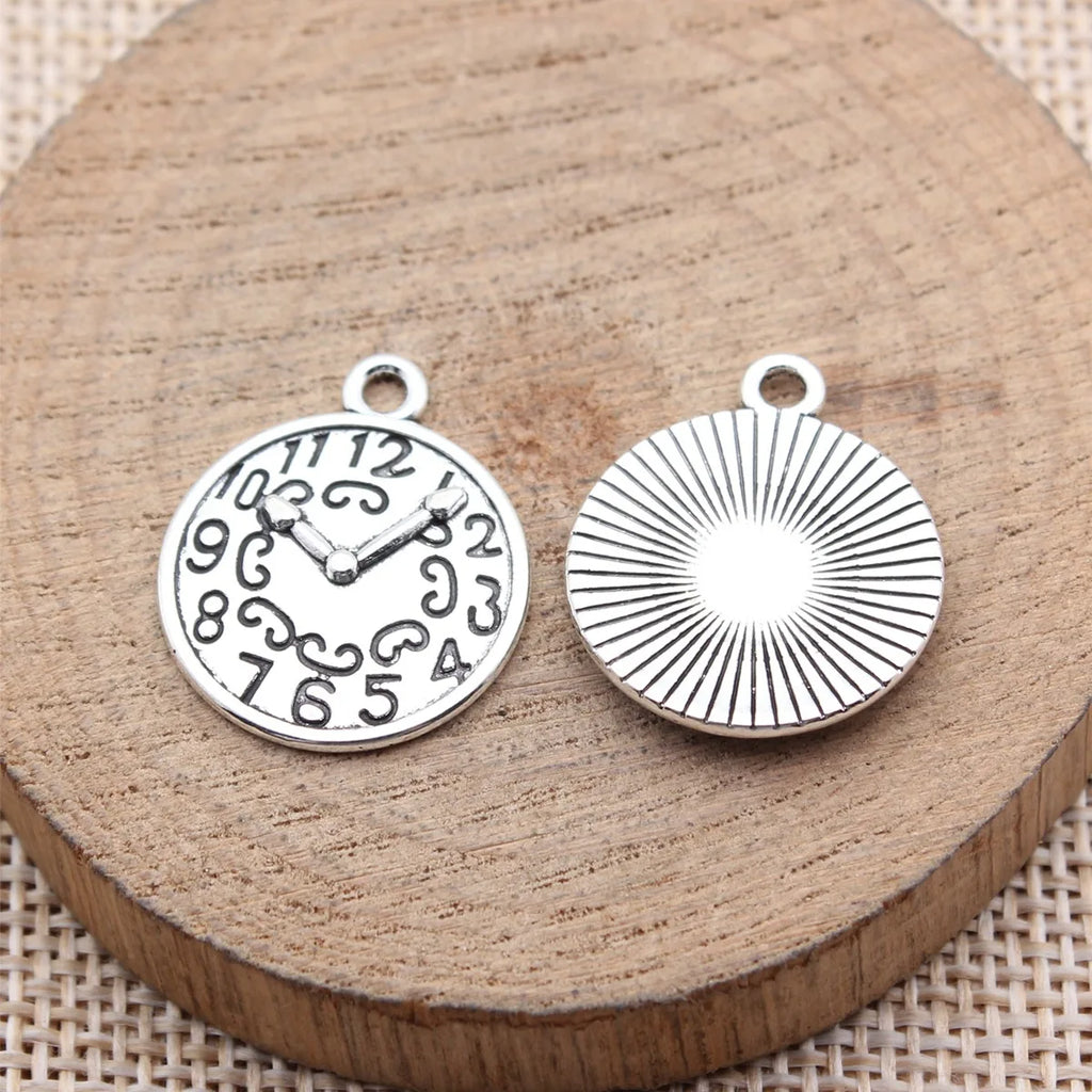 22x19mm 1.6g Multicolor Zinc Alloy Clock Charm Pendant for Necklace Bracelet DIY Jewelry
