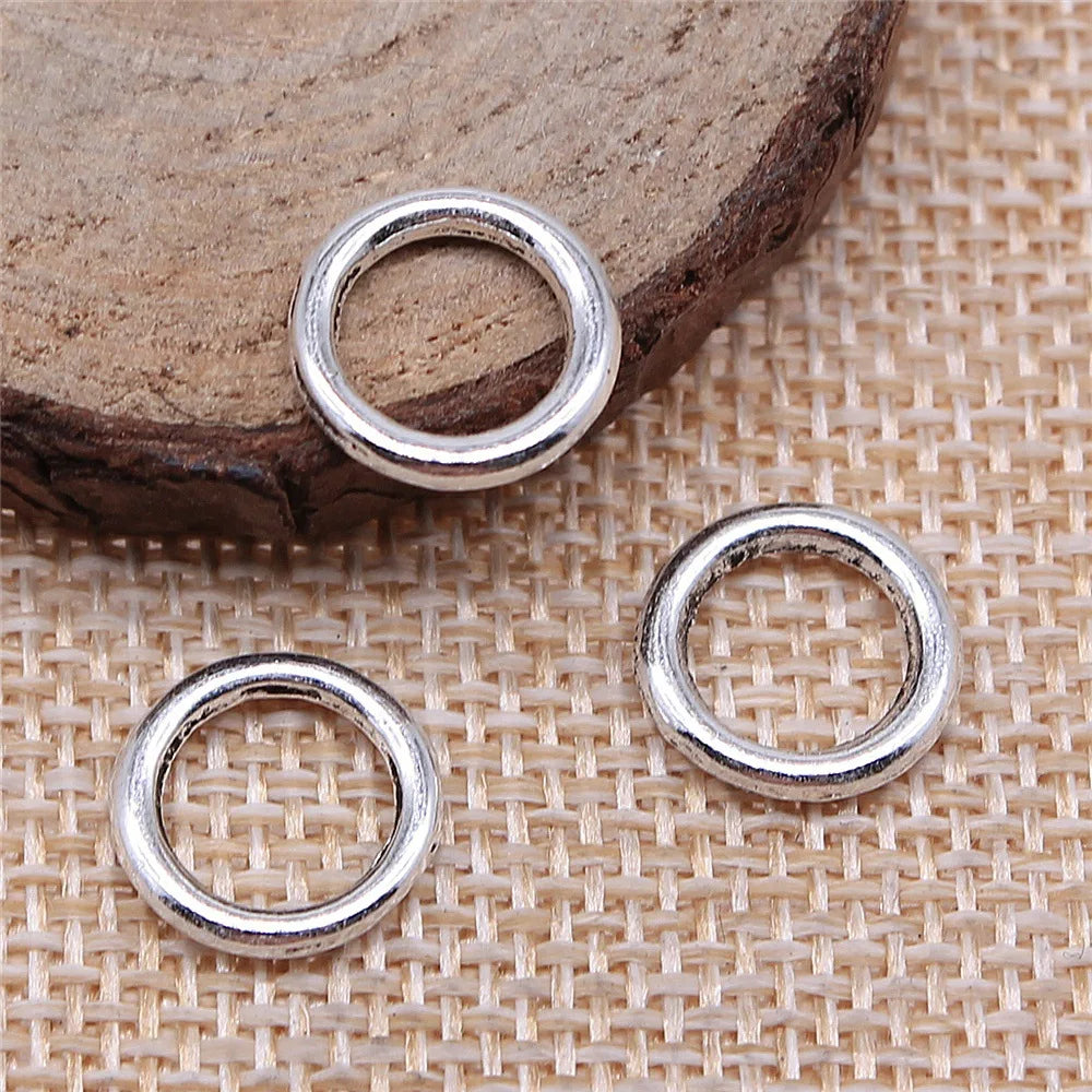 12x12mm 0.6g Antique Silver Zinc Alloy Round Ring Connector Charm for DIY Necklace Bracelet Making