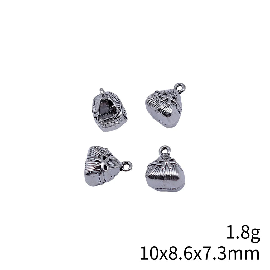 10x8.6x7.3mm 1.8g Antique Silver Zinc Alloy Rice Dumpling Charm Pendant for DIY Festival Jewelry Making