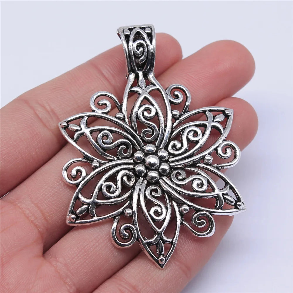66x47mm 10.5g Multicolor Zinc Alloy Large Flower Charm Pendant for DIY Necklace Jewelry Making