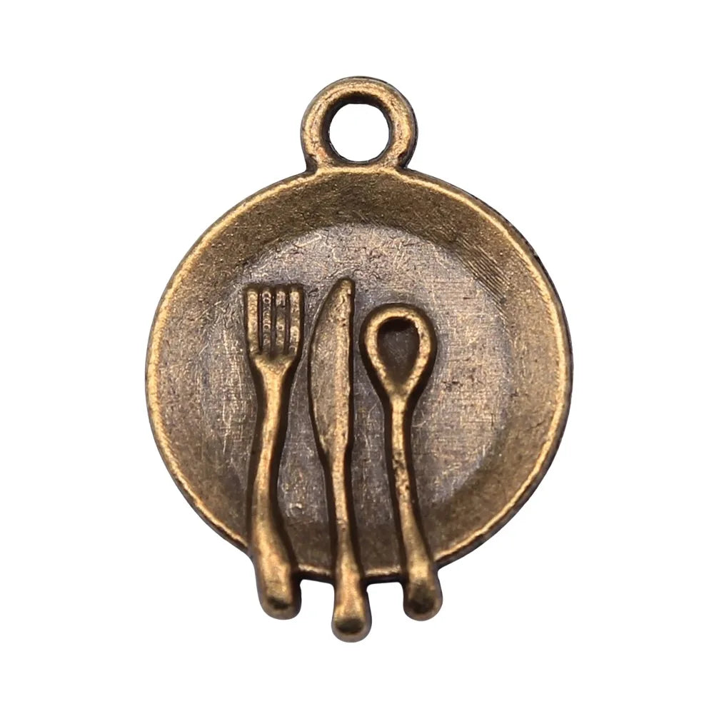 15mm 0.8g Multicolor Zinc Alloy Tableware Charm Pendant for DIY Bracelet Necklace Jewelry Making