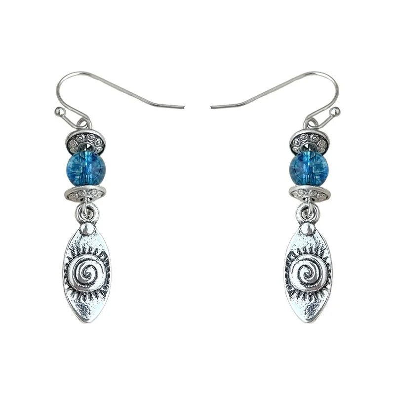 Handmade Vintage Zinc Alloy Leaf Geometric Tassel Drop Earrings For Women
