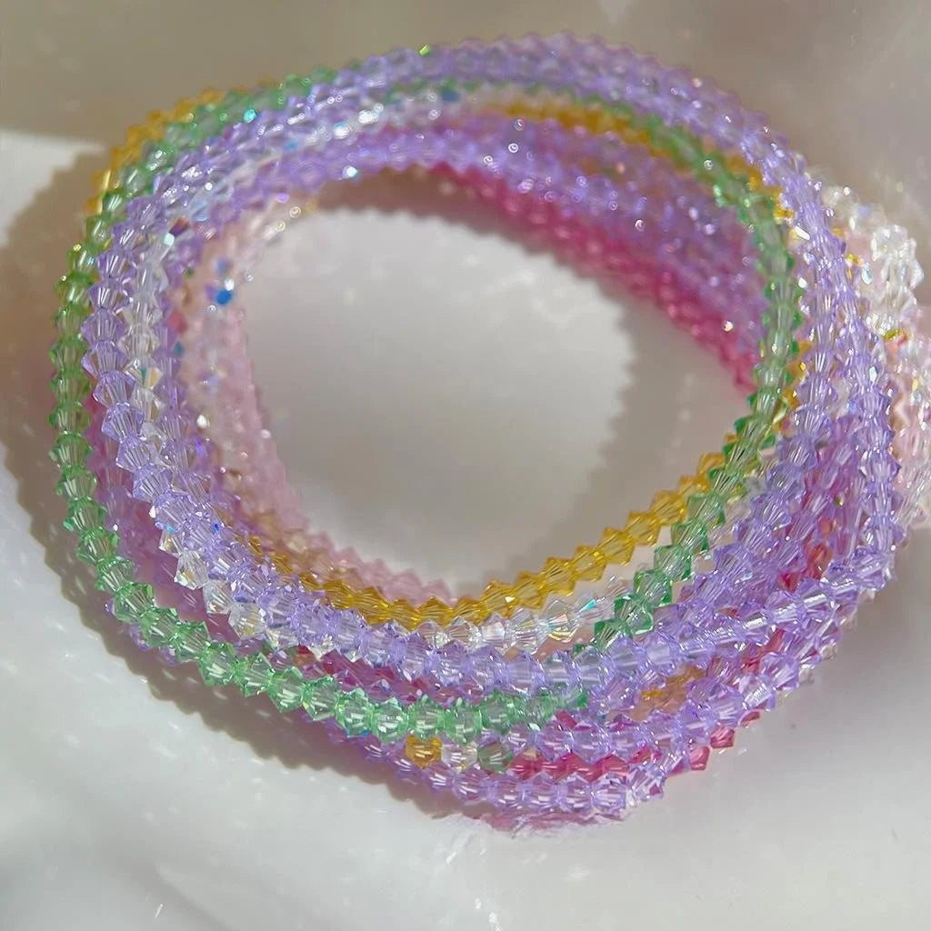 Premium Sparkling Crystal Round Bead Bracelet Geometric Minimalist Luxury Style