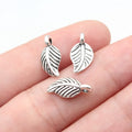 14x7.4mm 0.34g Antique Silver Zinc Alloy Leaf Charm Pendant for DIY Necklace Bracelet Making
