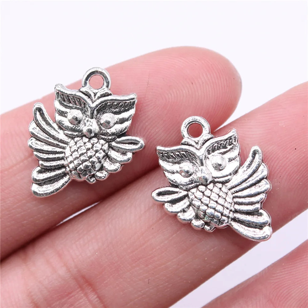 17x16mm 1.8g Multicolor Zinc Alloy Owl Cat Charm Pendant for Handmade Bracelet Necklace DIY Jewelry