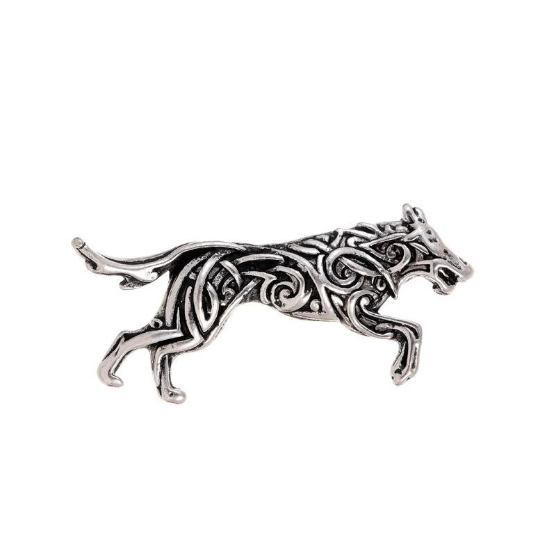 Vintage Running Wolf Brooch Antique Gold Alloy Animal Lapel Pin For Suit Jacket Accessory Gift