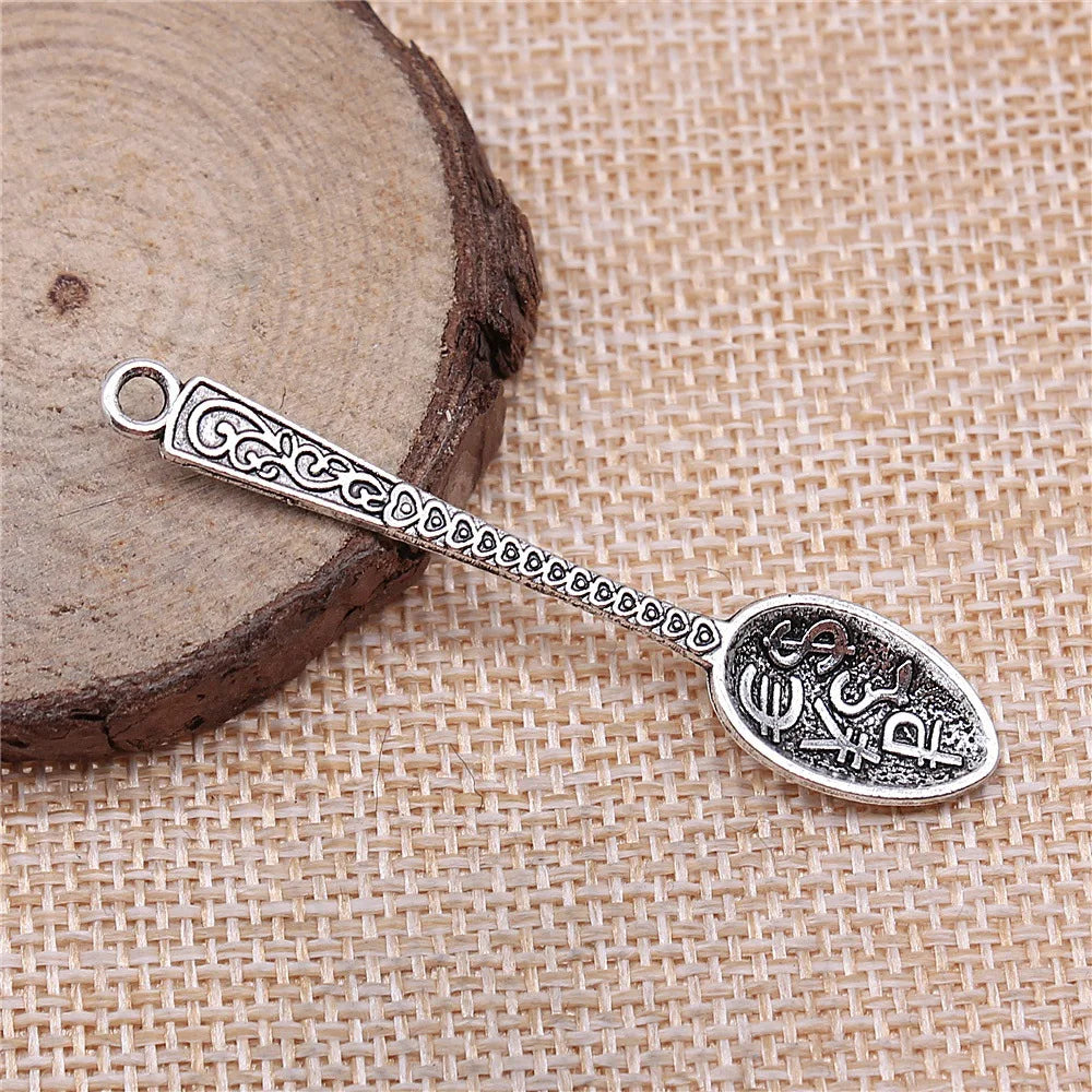12x57mm 2.4g Multicolor Zinc Alloy Lucky Spoon Charm Pendant for DIY Necklace Bracelet Jewelry Making