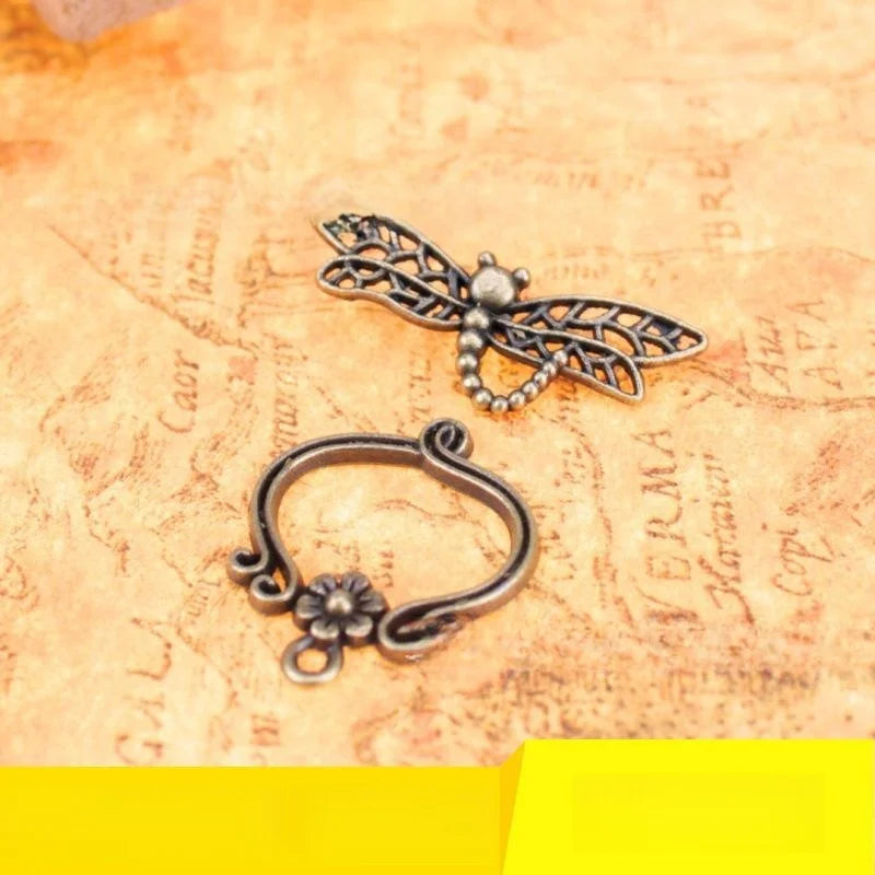 25x22MM Antique Silver Zinc Alloy Dragonfly Flower Charm Pendant for DIY Necklace Bracelet Jewelry Making