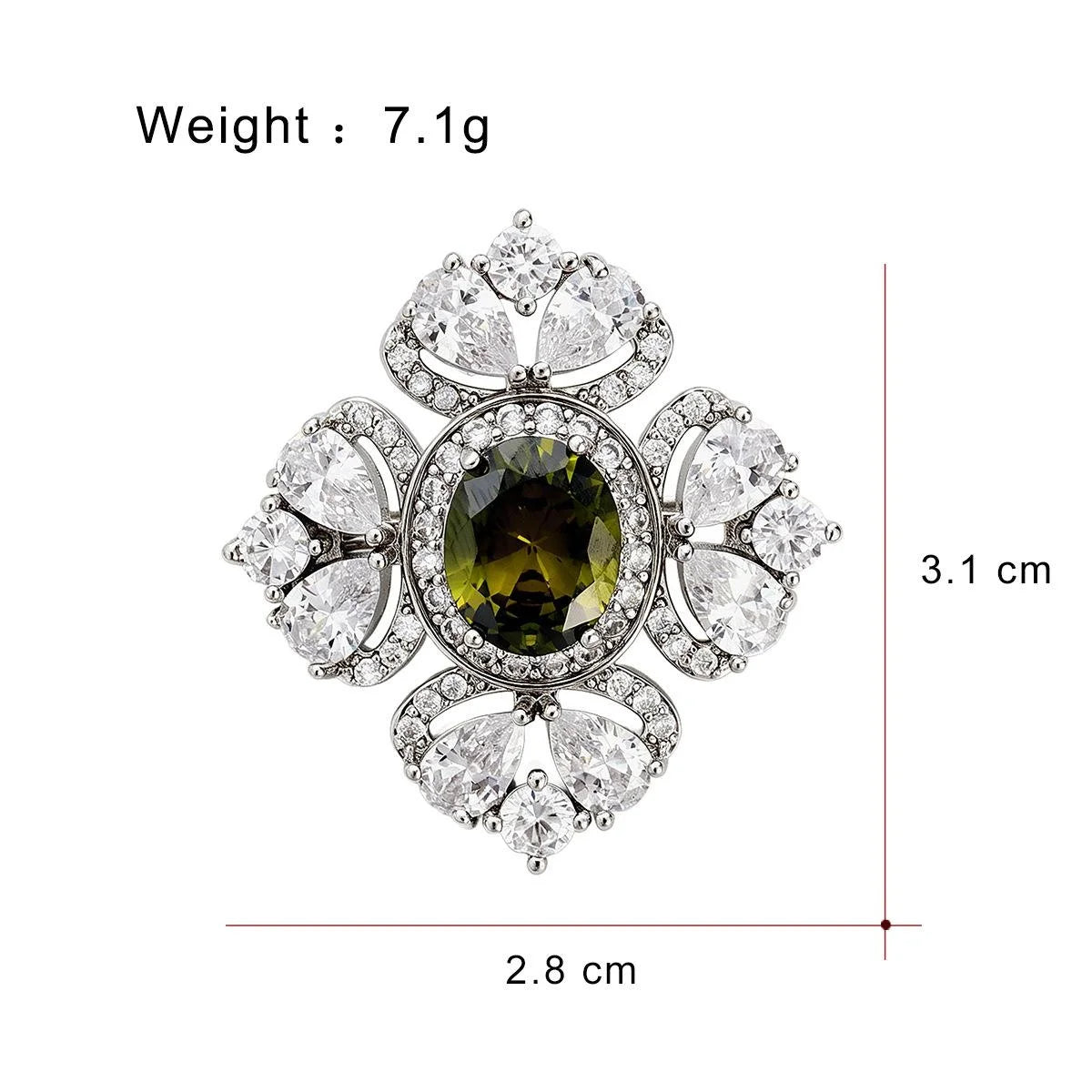 Elegant Camellia Flower Copper Brooch With Zircon Crystals, Luxury Women's Lapel Pin Suit Accessory Gift