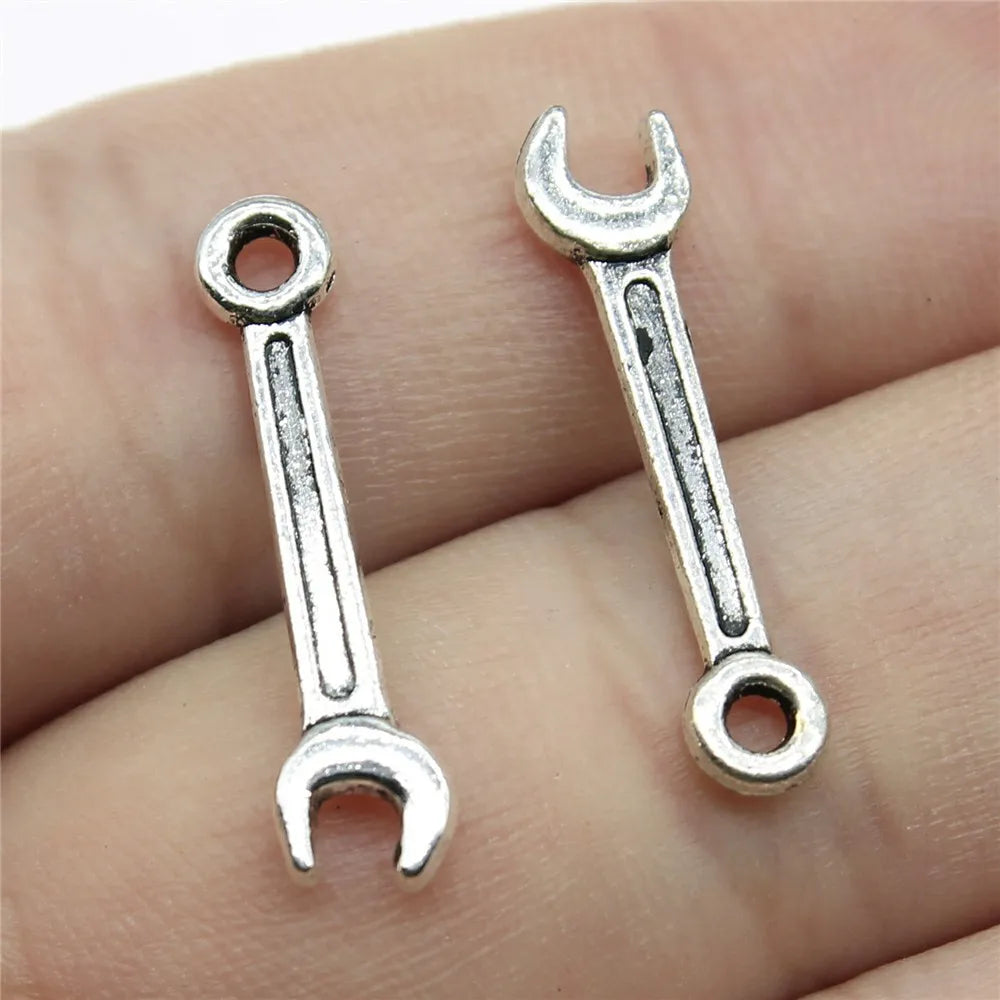 24x5mm 0.5g Antique Silver Zinc Alloy Wrench Charm Pendant for DIY Bracelet Necklace Making