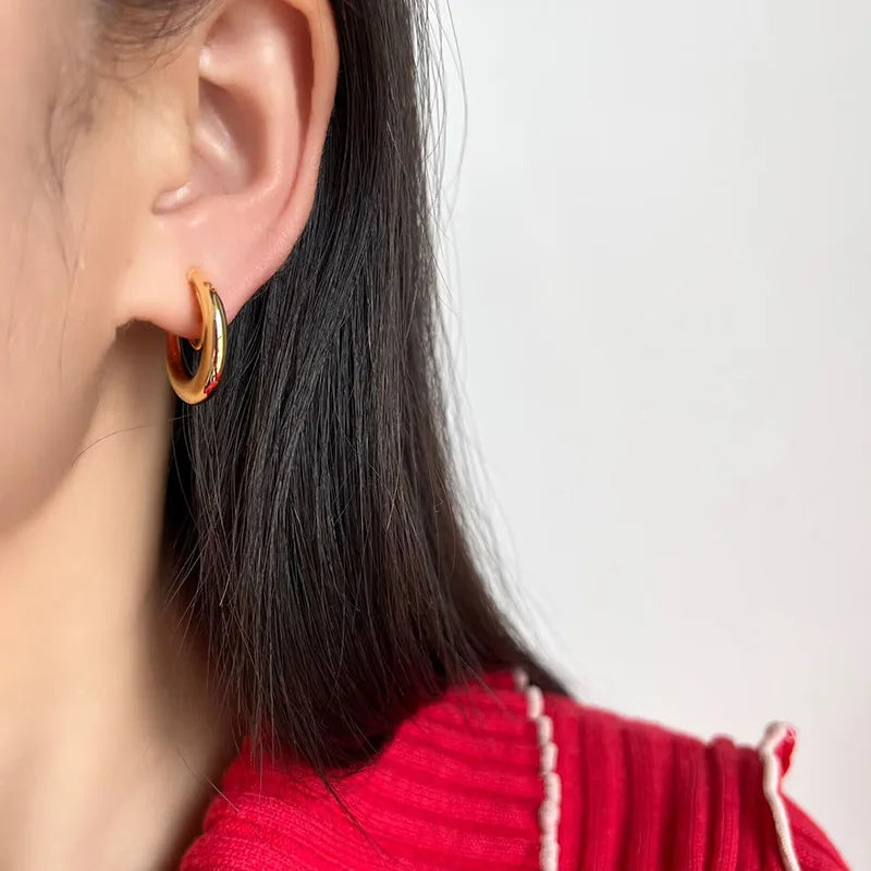 Elegant Alloy Crescent Hoop Spiral Circle Stud & Clip On No Piercing Women's Fashion Earrings