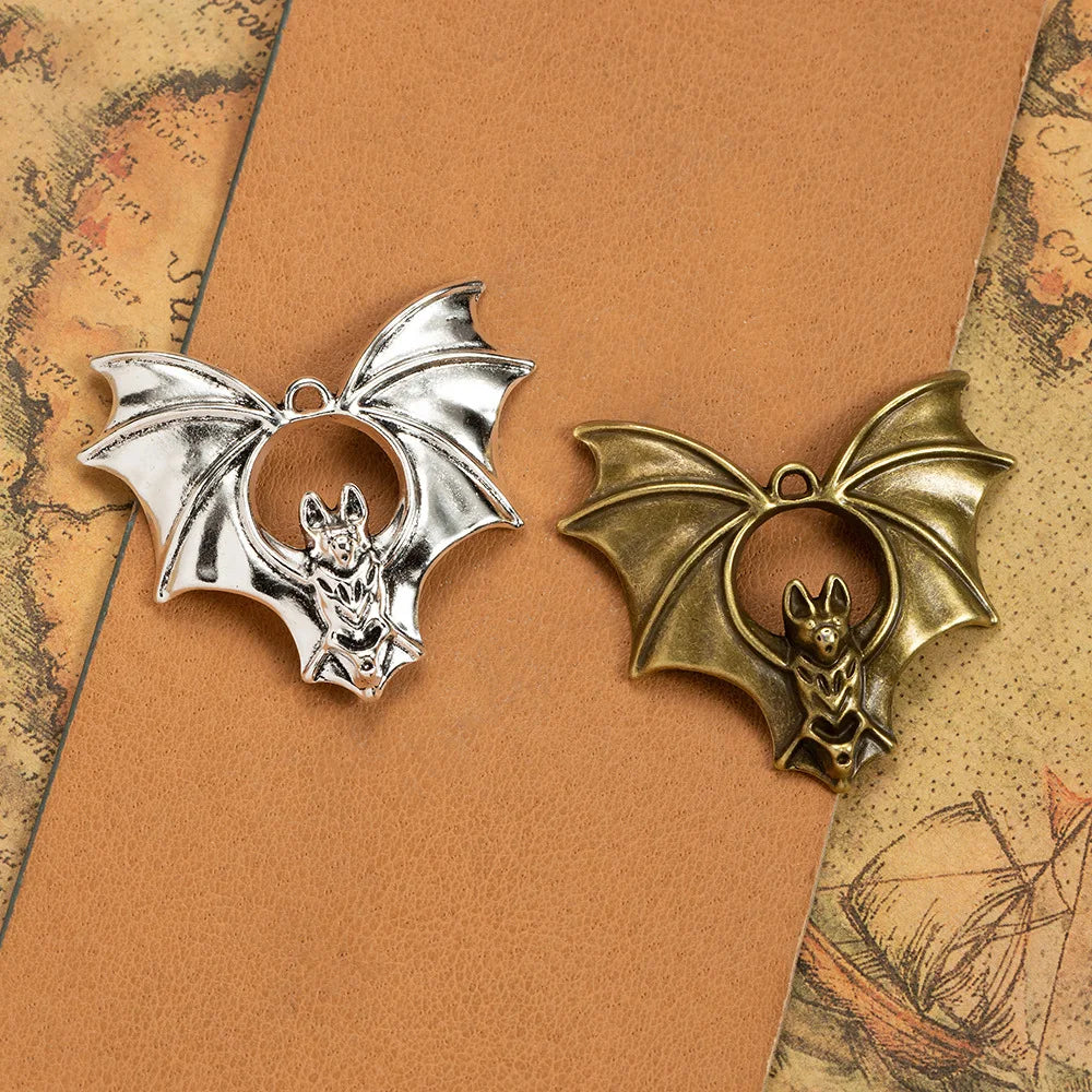 48x40MM Antique Silver Zinc Alloy Bat Charm Pendant for DIY Necklace Bracelet Jewelry Making